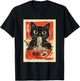 Noodle Cat Japanese Style Art T-Shirt - T-Shirt | Black