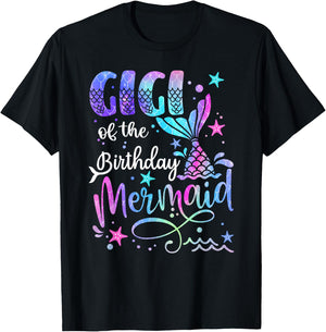 Gigi Of The Birthday Mermaid Matching Family Father's Day T-Shirt - T-Shirt | Black
