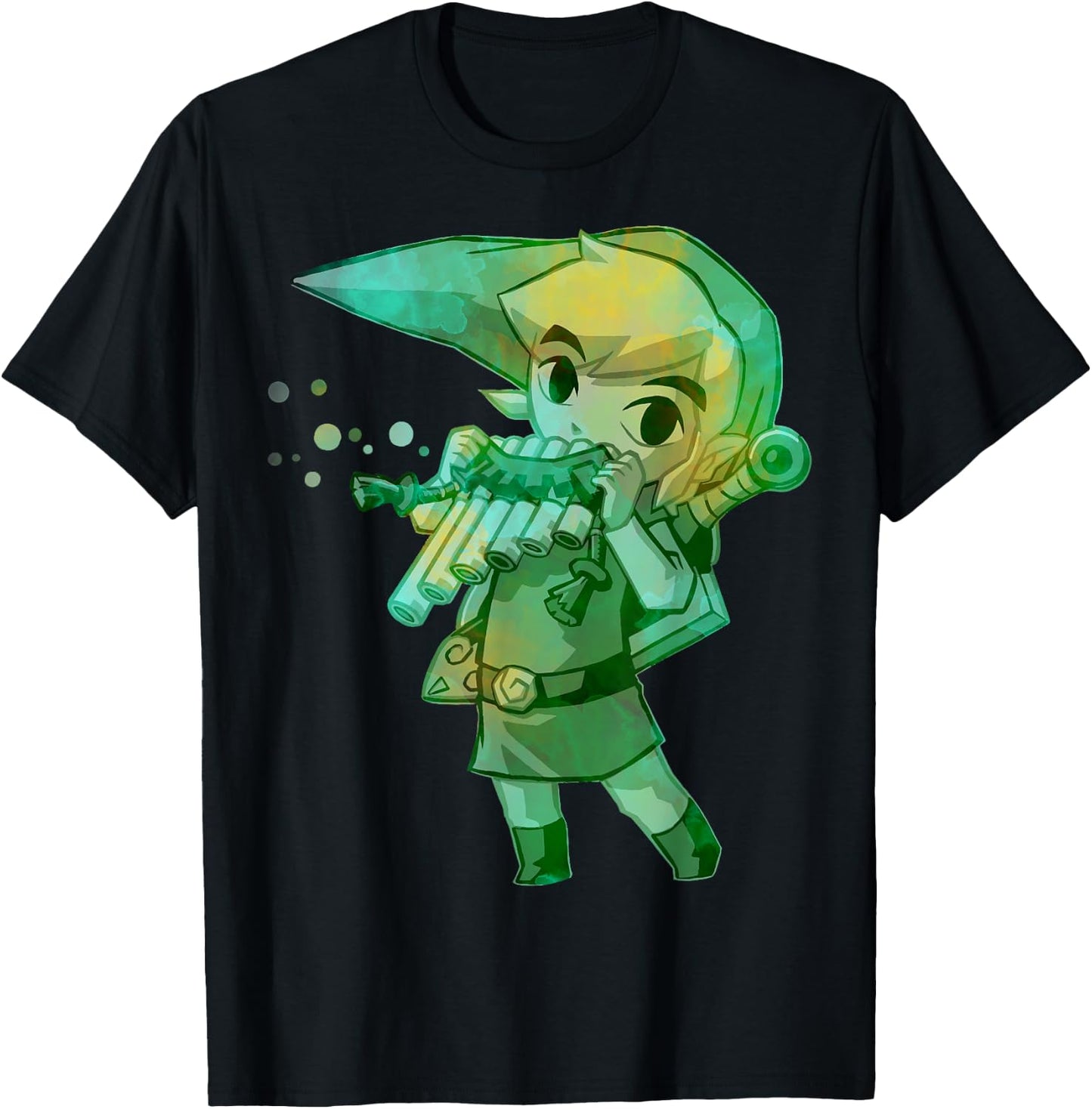 Nintendo Legend of Zelda Link Playing Music Portrait T-Shirt - T-Shirt | Black