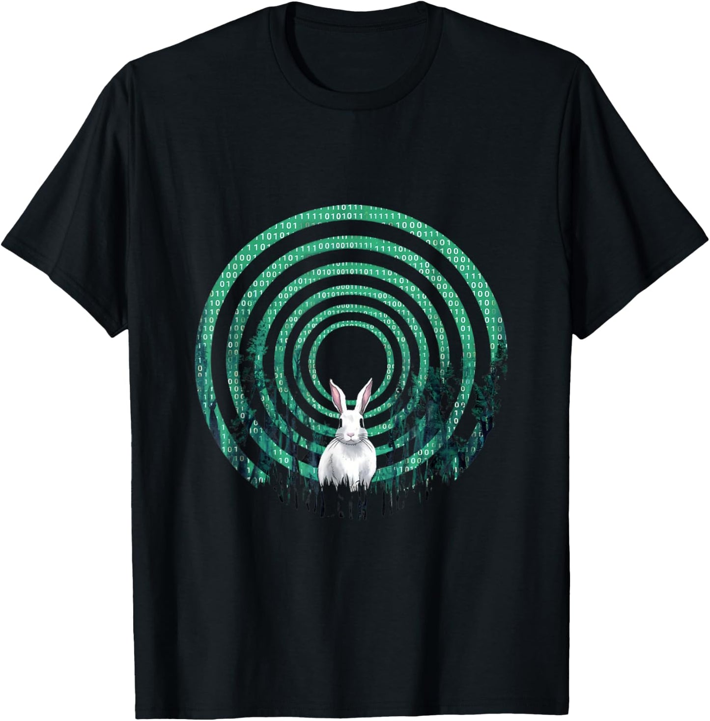 Conspiracy Theories Green Vortex Hole With Rabbit T-Shirt - T-Shirt | Black