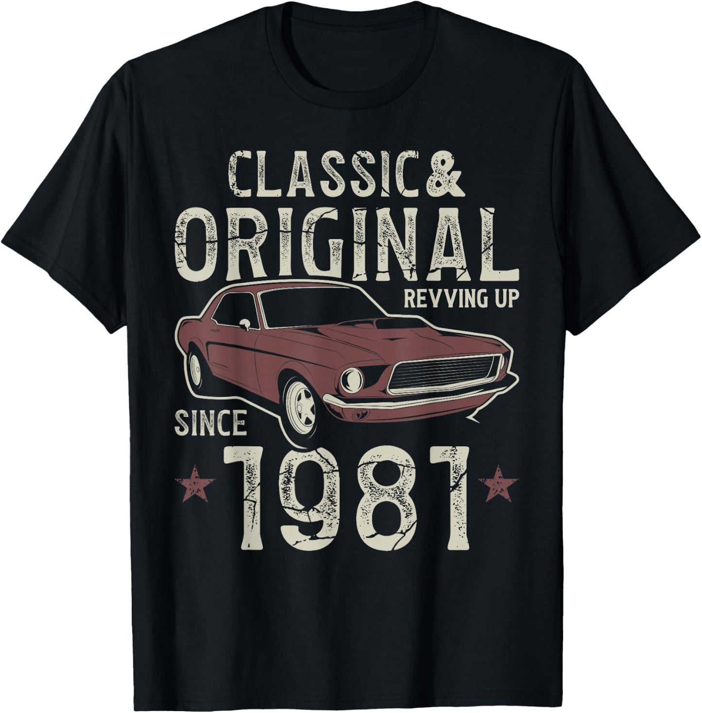 Born In 1981 Classic Car 44th Birthday T-Shirt - T-Shirt | Black