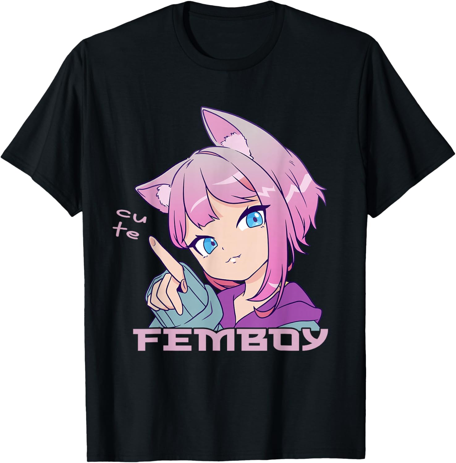 Femboy Anime Neko Femboy Anime Süßer Femboy T-Shirt - T-Shirt | Black