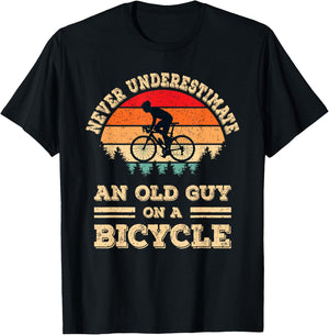 Never Underestimate an Old Guy On A Bicycle Cycling Bike Men T-Shirt - T-Shirt | Black