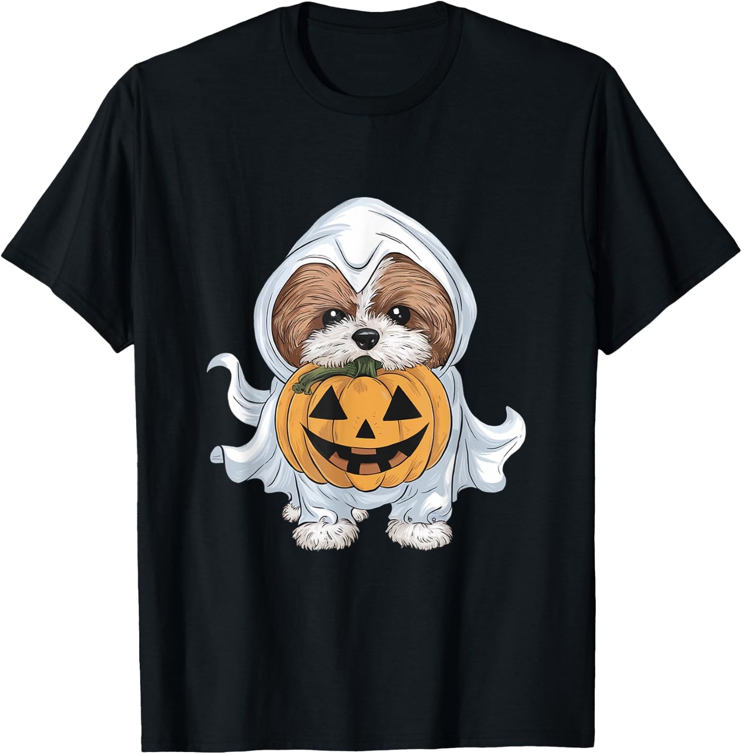 Shih Tzu Ghost Dog Halloween T-Shirt - T-Shirt | Black