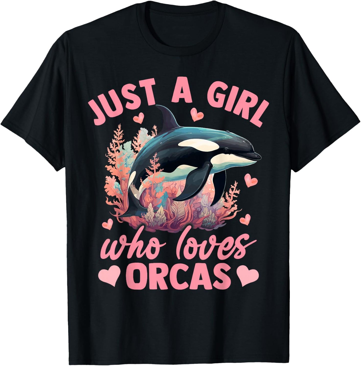 Floral Orca Just A Girl Who Loves Orca T-Shirt - T-Shirt | Black