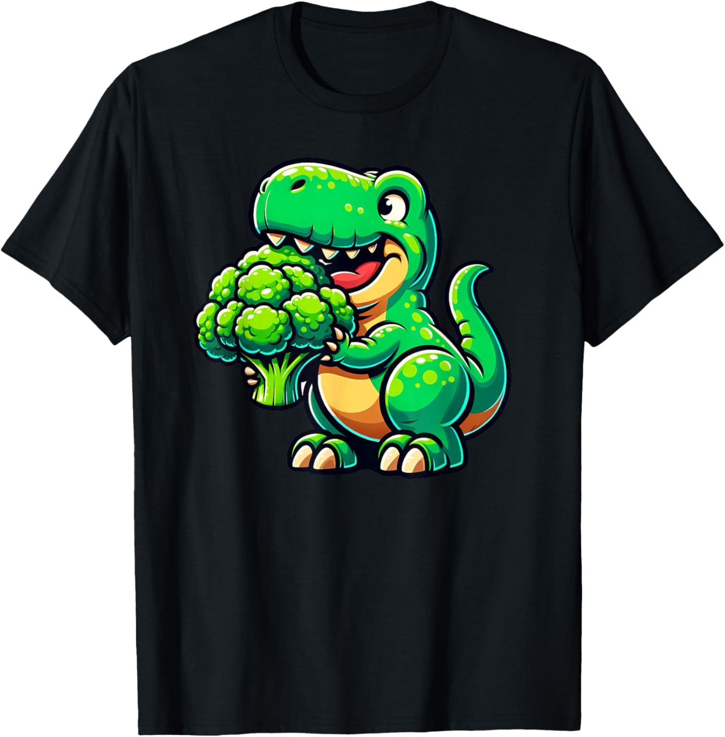 T rex Broccolisaurus Dinosaur Broccoli Vegan Boys Girls Kids T-Shirt - T-Shirt | Black