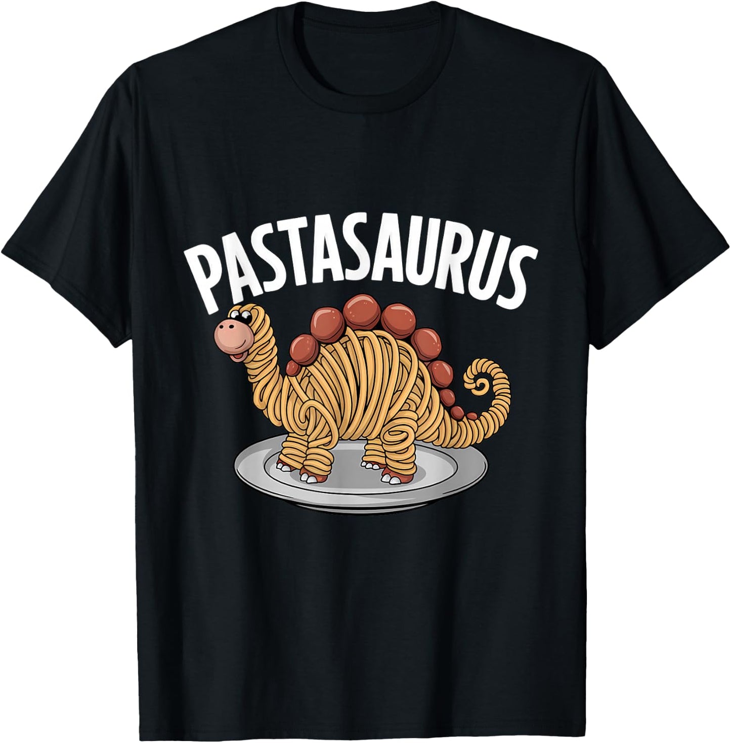 Spaghetti Pasta Dinosaur T-Rex Italian Food T-Shirt - T-Shirt | Black