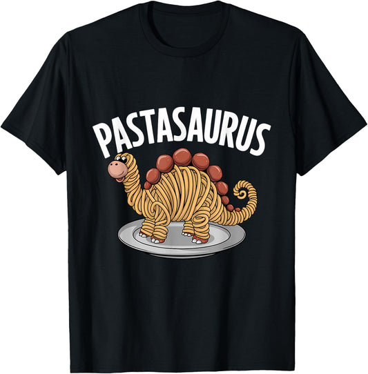 Spaghetti Pasta Dinosaur T-Rex Italian Food T-Shirt - T-Shirt | Black