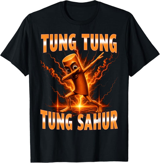 Tung Tung Tung Sahur is Calling Funny Italian Dab Dance T-Shirt - T-Shirt | Black