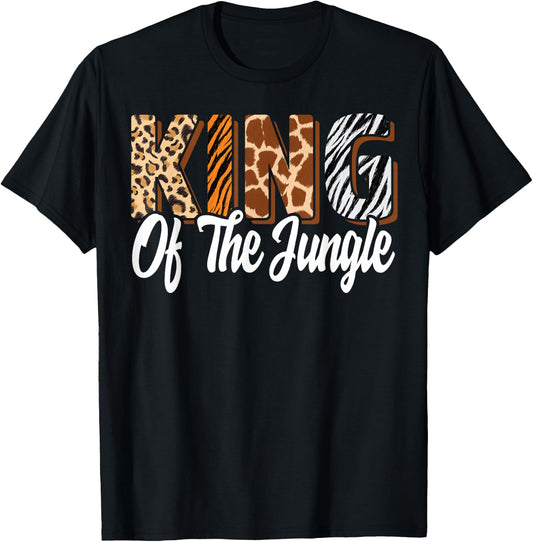 King Of The Jungle Zoo Birthday Safari Jungle Animal , black T-Shirt - T-Shirt | Black