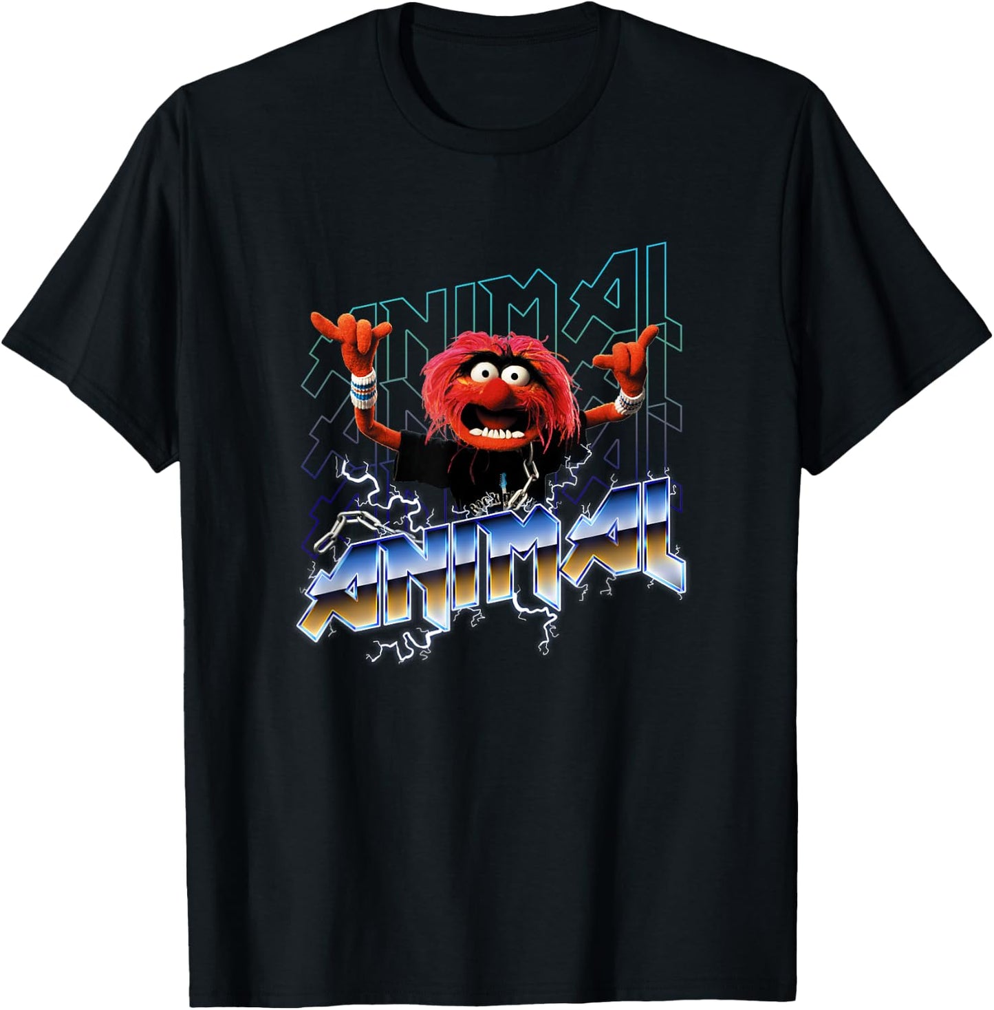 Disney The Muppets Animal Rock Portrait , Black T-Shirt - T-Shirt | Black
