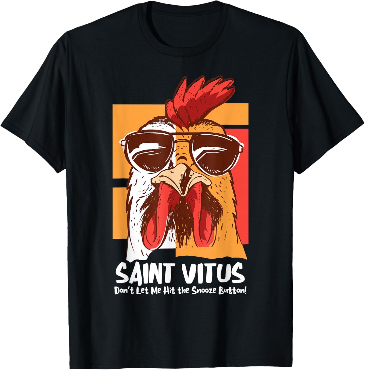 Vitus Catholic Saint Oversleeping Snooze Funny Cool Rooster T-Shirt - T-Shirt | Black