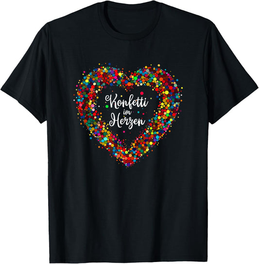 Confetti Hearts Fancy Dress Outfit Carnival Costume Dressed , black T-Shirt - T-Shirt | Black