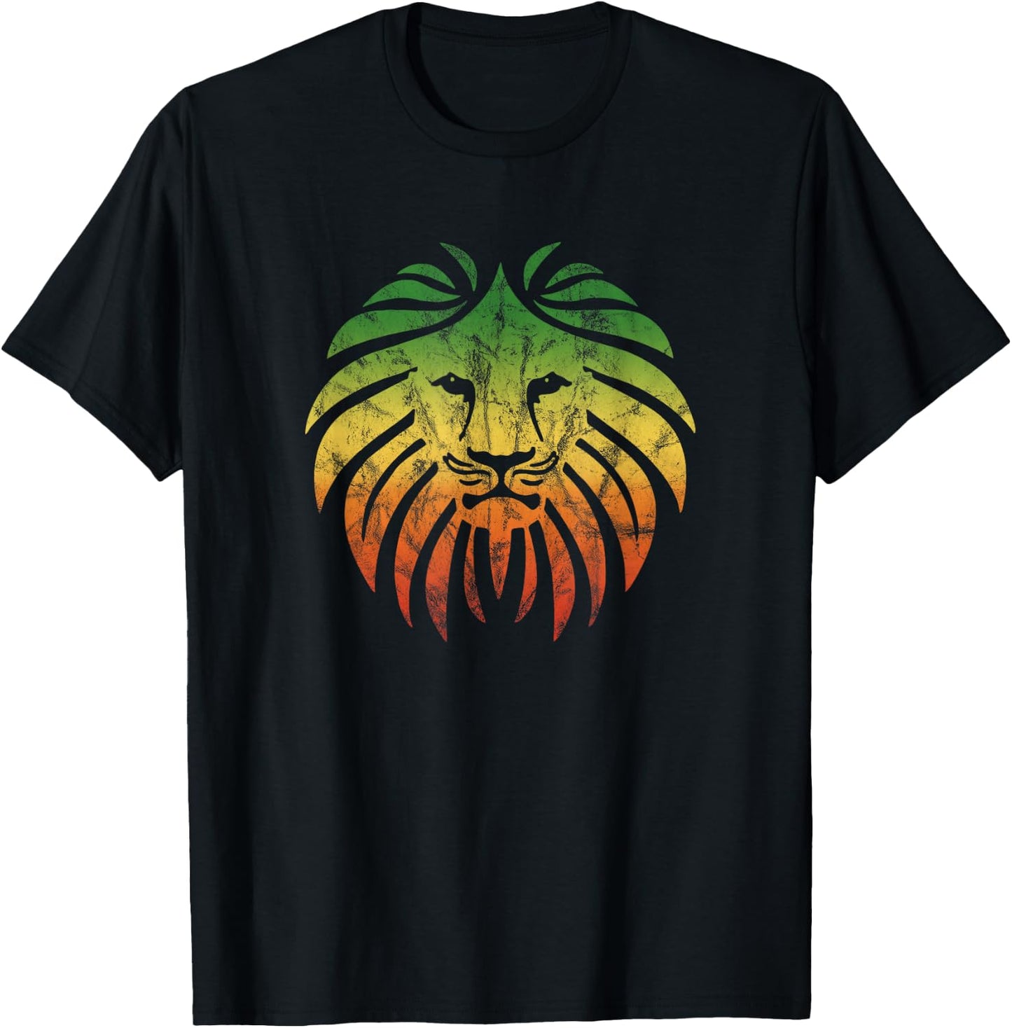 Reggae Lion Music Flag Colours Rasta Roots Vintage Grunge T-Shirt - T-Shirt | Black