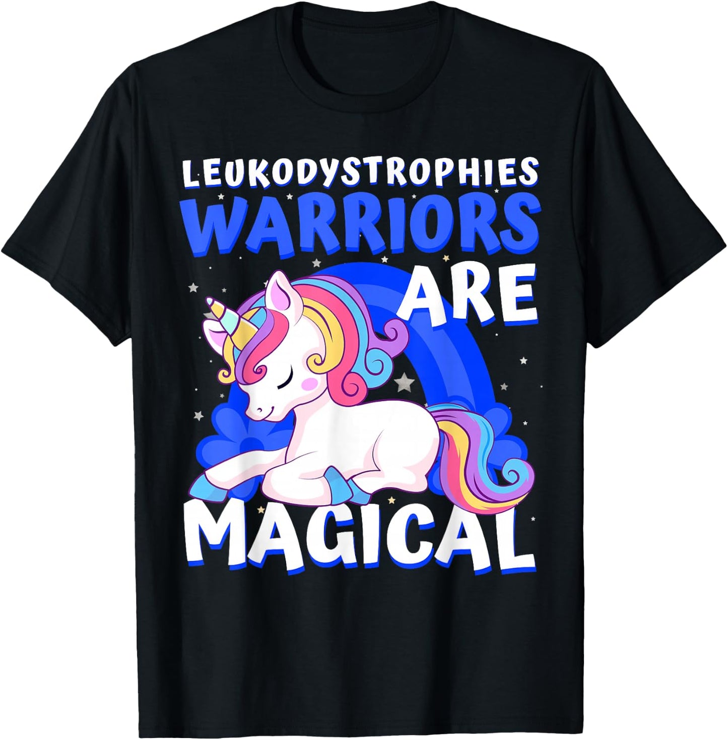 Warriors Magical Leukodystrophies Awareness Ribbon Unicorn T-Shirt - T-Shirt | Black