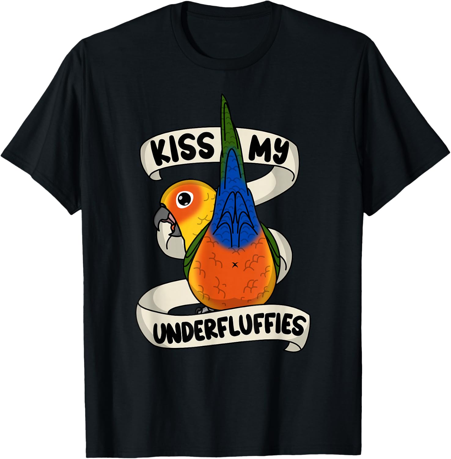 Kiss My Parrot Underfluffies I Jenday Conure T-Shirt - T-Shirt | Black