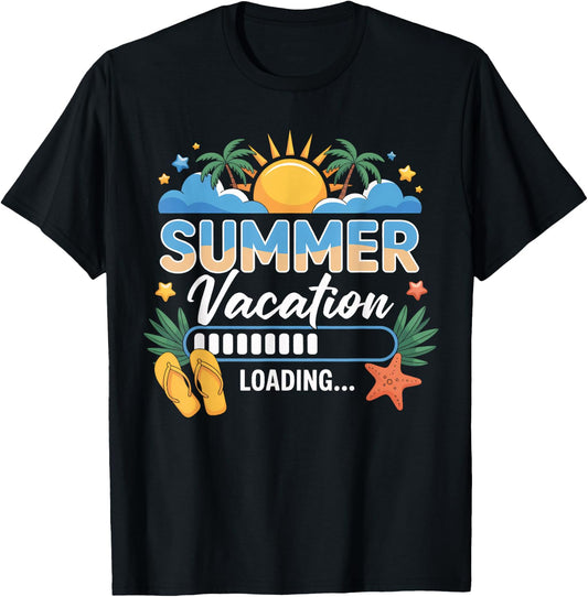 Last Day of School Summer Vacation Loading Funny T-Shirt - T-Shirt | Black