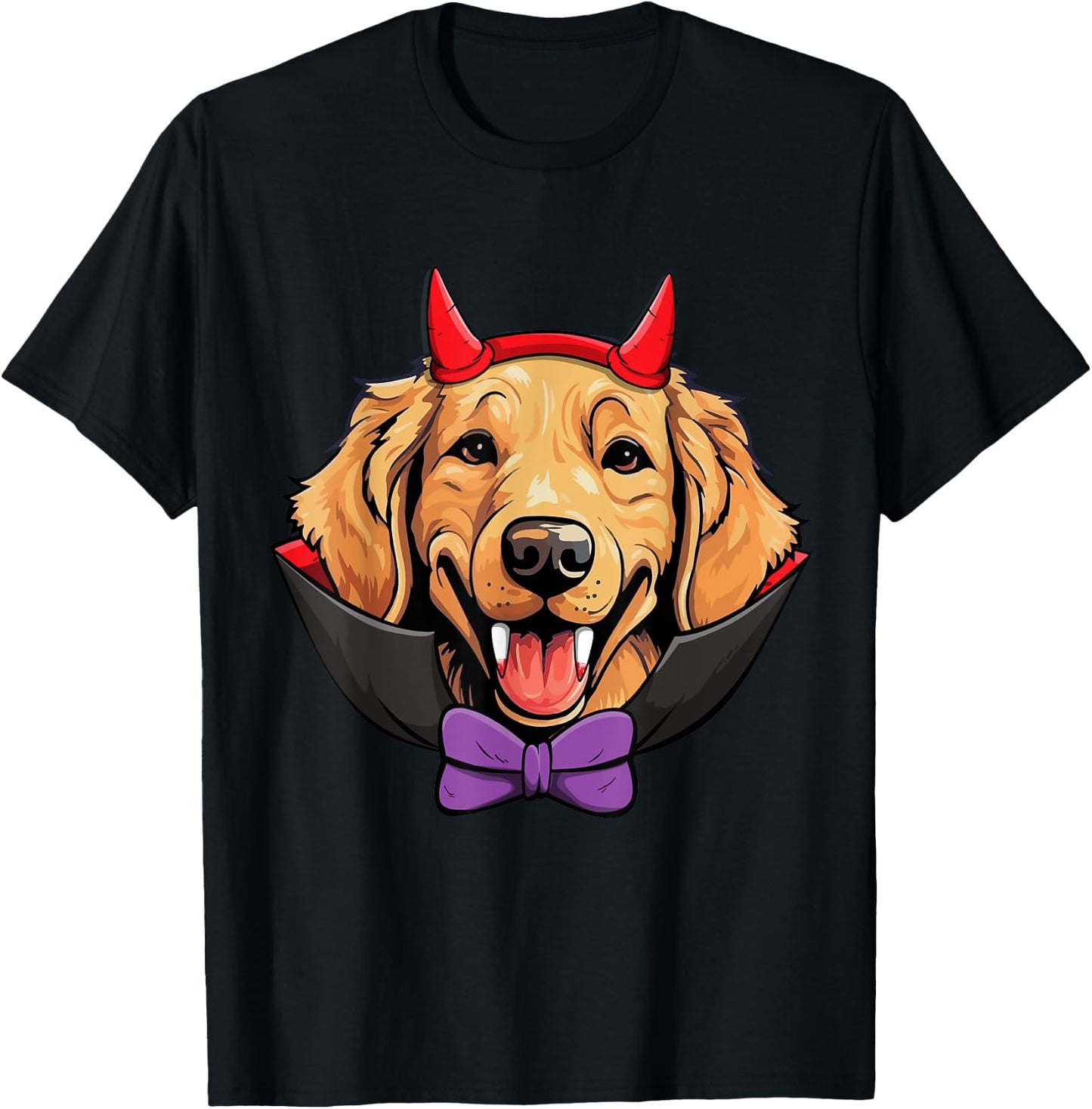Golden Retriever Dog Vampire Halloween Costume Men Women Kids T-Shirt - T-Shirt | Black