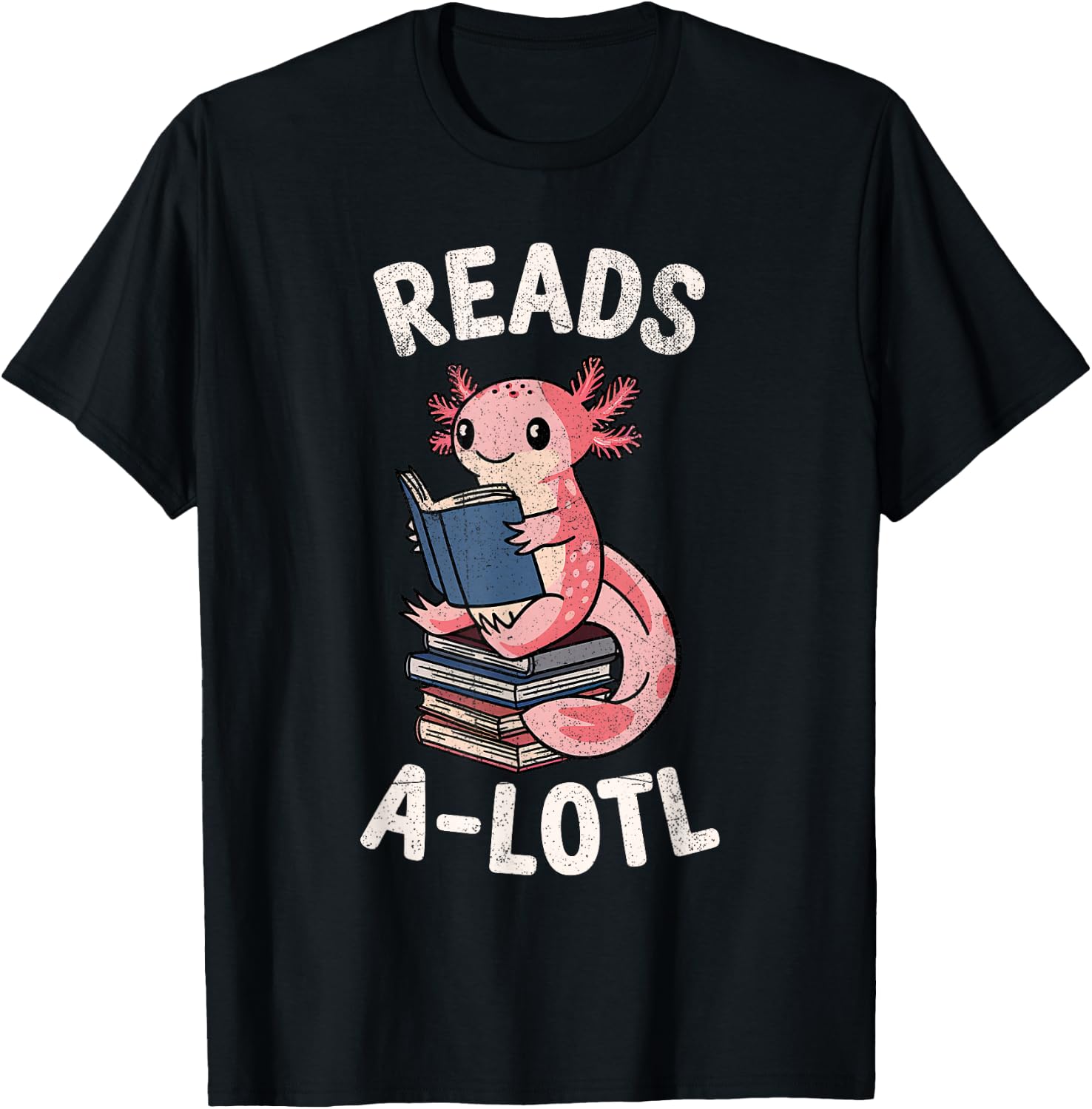 Cute Axolotl Read Alotl Bookworm Boys Girls Kids T-Shirt - T-Shirt | Black