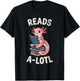 Cute Axolotl Read Alotl Bookworm Boys Girls Kids T-Shirt - T-Shirt | Black