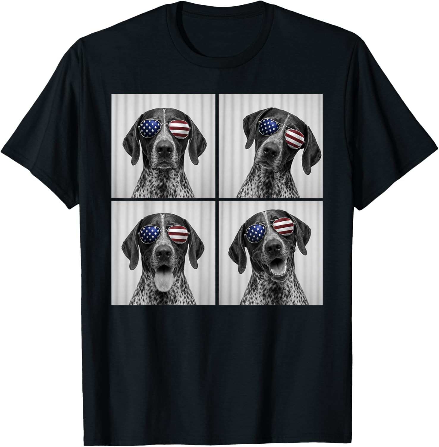 German Shorthaired Pointer 4th of July US American Flag Dog T-Shirt - T-Shirt | Black