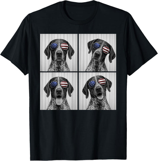 German Shorthaired Pointer 4th of July US American Flag Dog T-Shirt - T-Shirt | Black