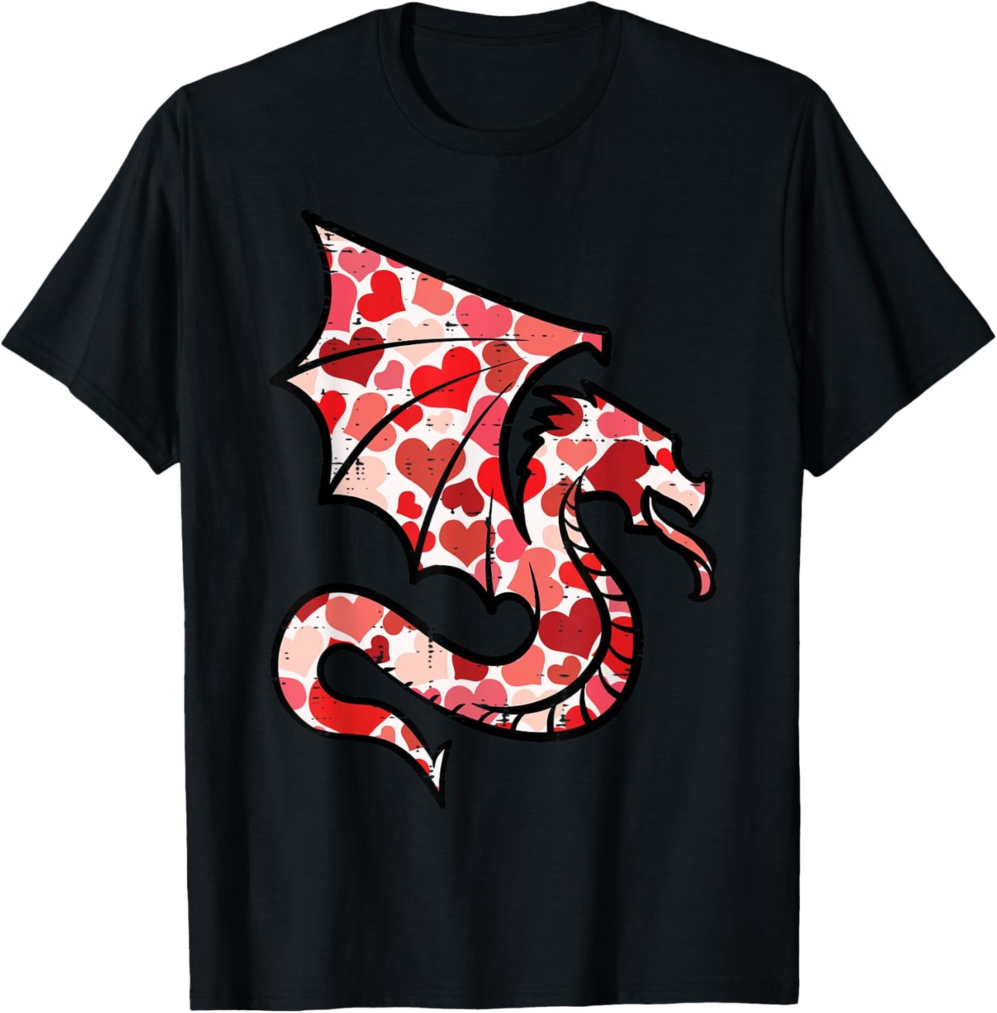 Valentines Day Dragon Hearts Women Girls Boys Kids Men Youth T-Shirt - T-Shirt | Black