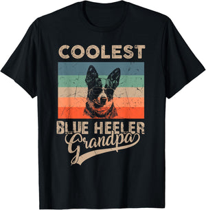 Coolest Blue Heeler Grandpa Gifts Funny Dog Grandpa Retro Men Women Kids T-Shirt - T-Shirt | Black