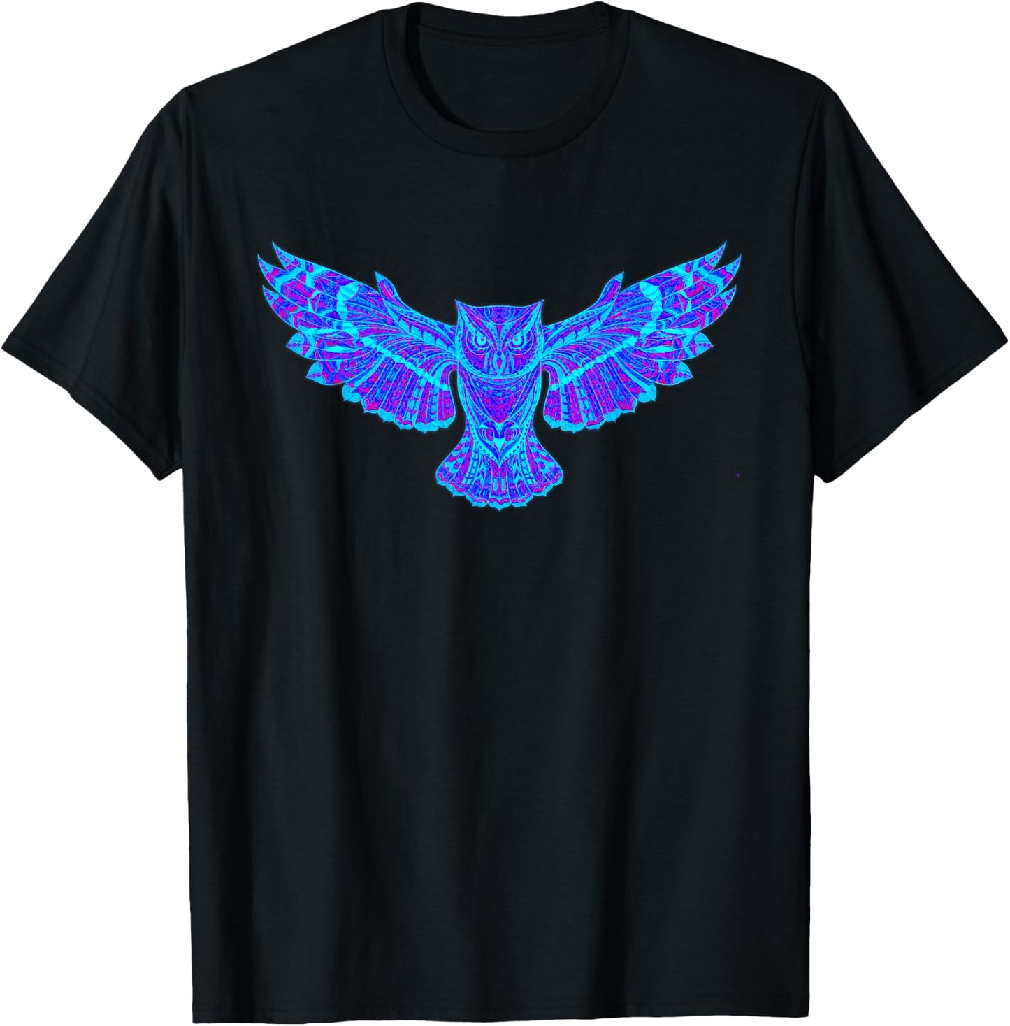 EDM Electronic Dance Techno Owl Rave Large Black T-Shirt - T-Shirt | Black