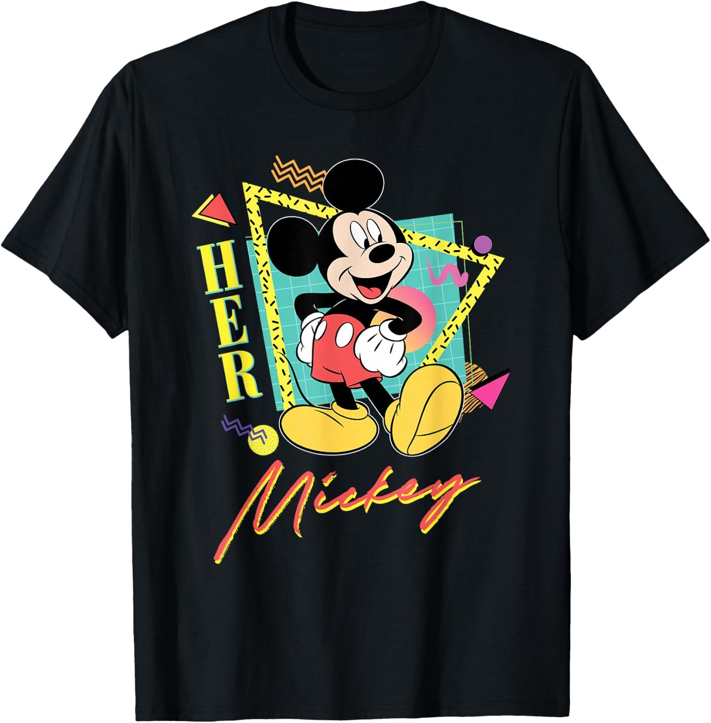 Disney Mickey Mouse Retro '90s Couples Matching Her Mickey T-Shirt - T-Shirt | Black