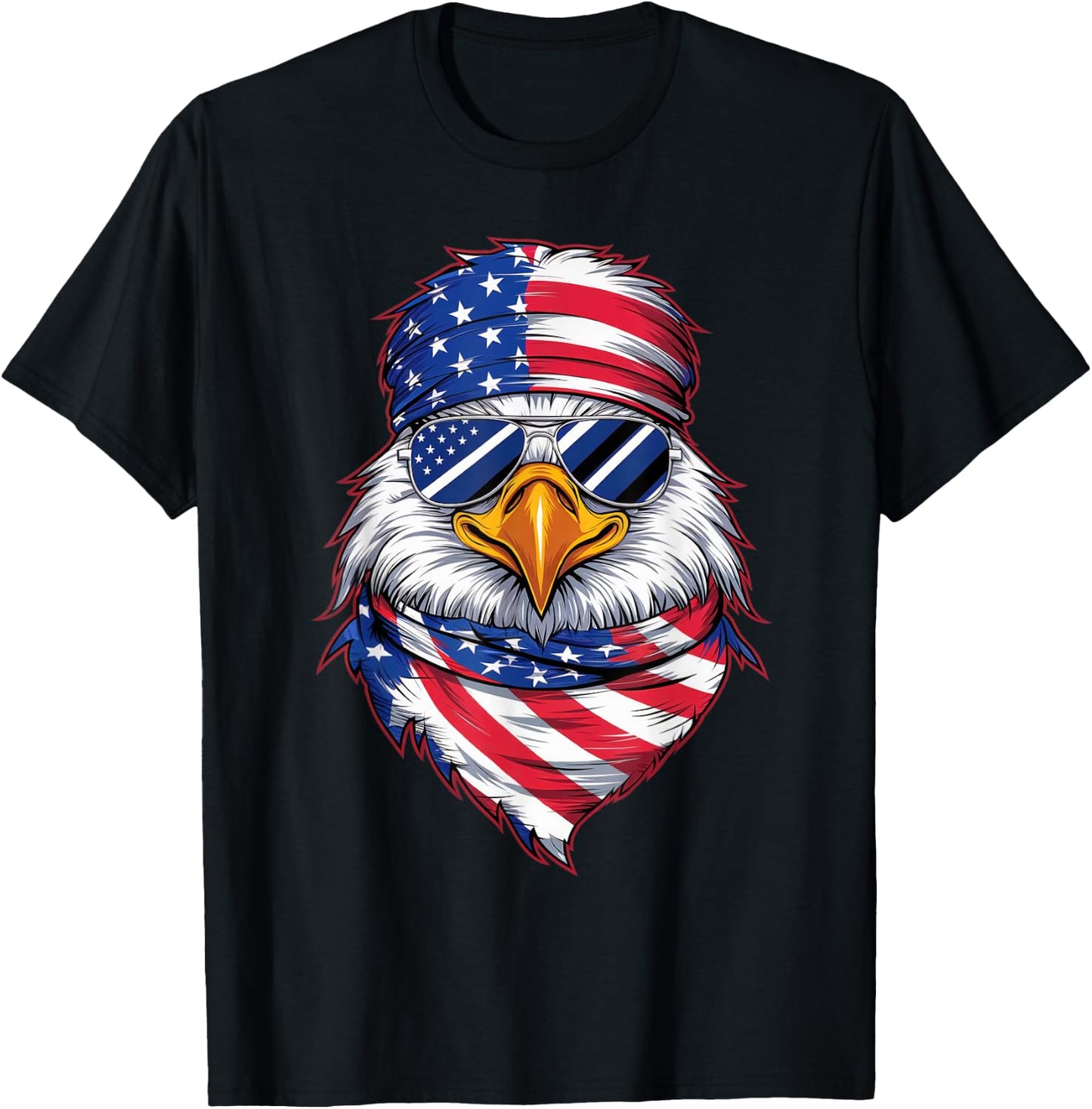 4th of July Patriotic Eagle USA Pride American Flag T-Shirt - T-Shirt | Black