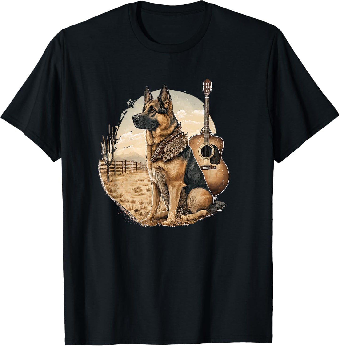 Funny German shepherd Dog Country Music American Rodeo T-Shirt - T-Shirt | Black