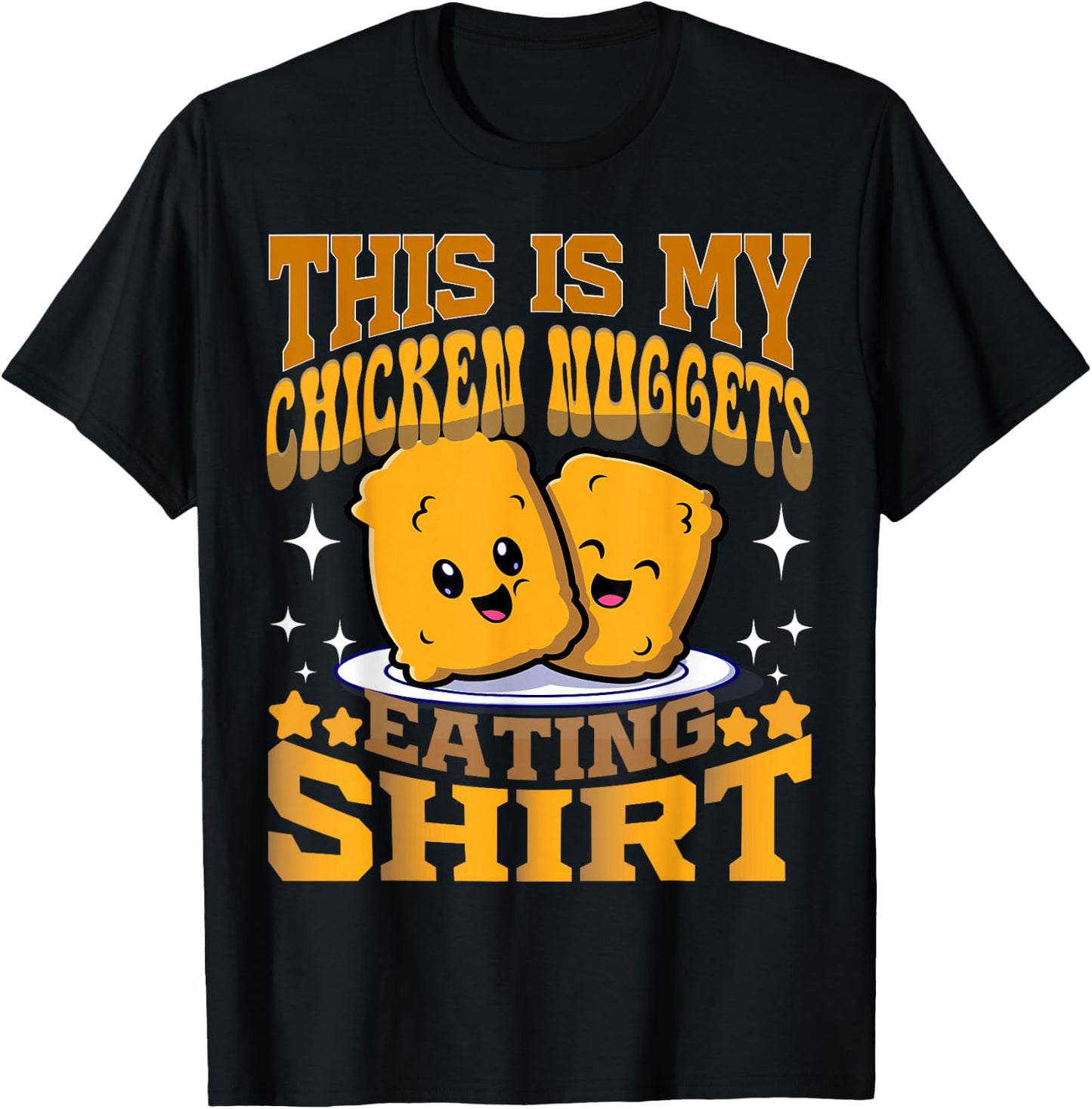 Chicken Nuggets Gifts For Kids -Adults & Kids Black Cartoon Fun Chicken Nugget Lovers Fast Food T-Shirt - T-Shirt | Black