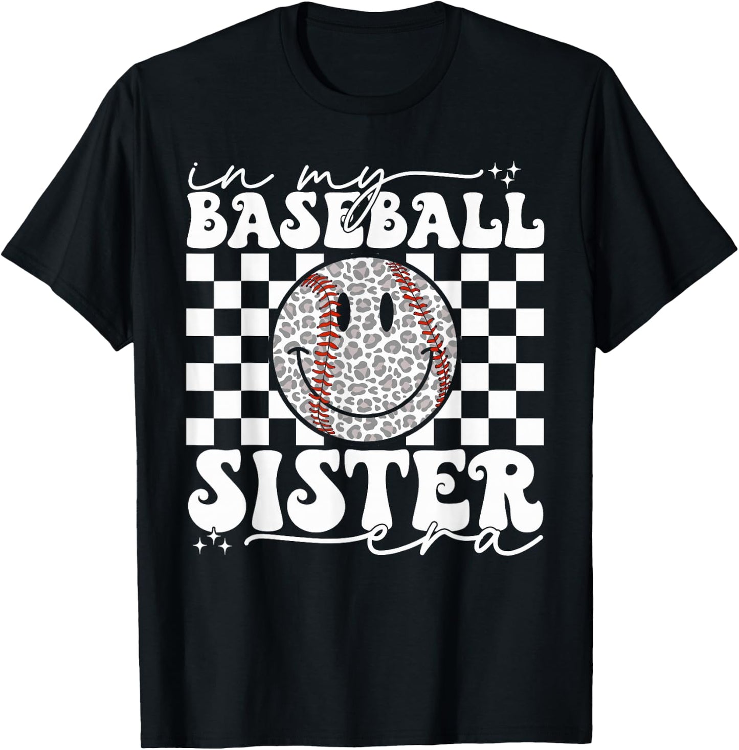 in My Baseball Sister Era Leopard Sister Baseball Girl Women T-Shirt - T-Shirt | Black