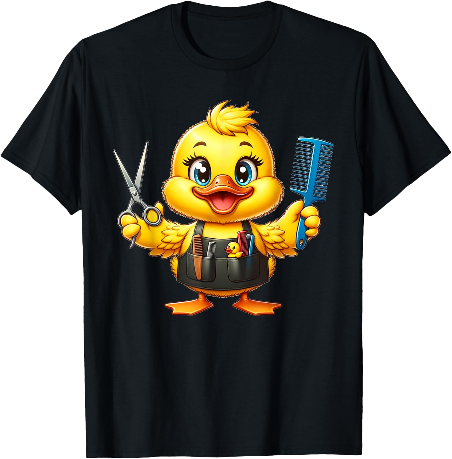 Entchen Friseur Frisör Geschenk | Süßes Entchen als Frisör T-Shirt - T-Shirt | Black