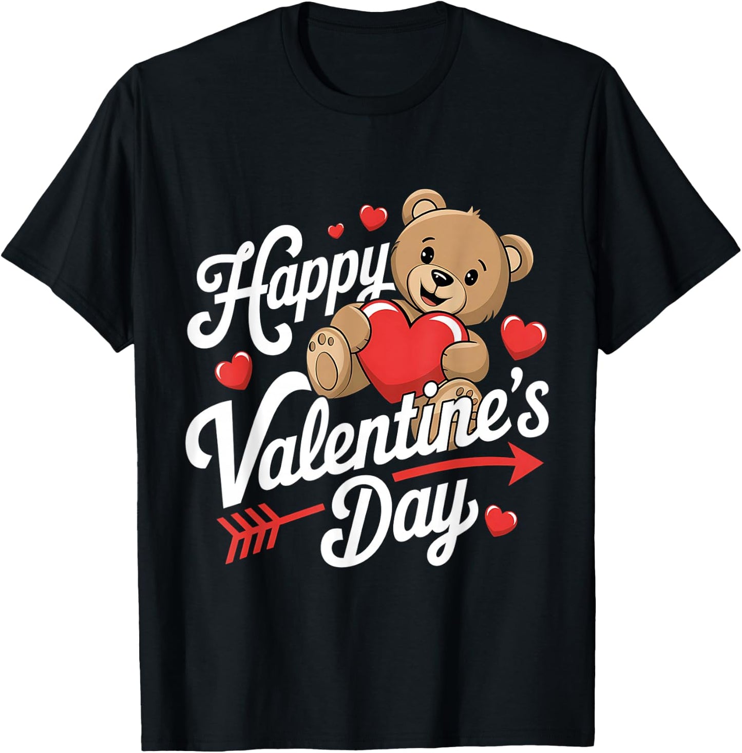 Happy Valentines Day Shirts Women Cute Valentine T-Shirt - T-Shirt | Black