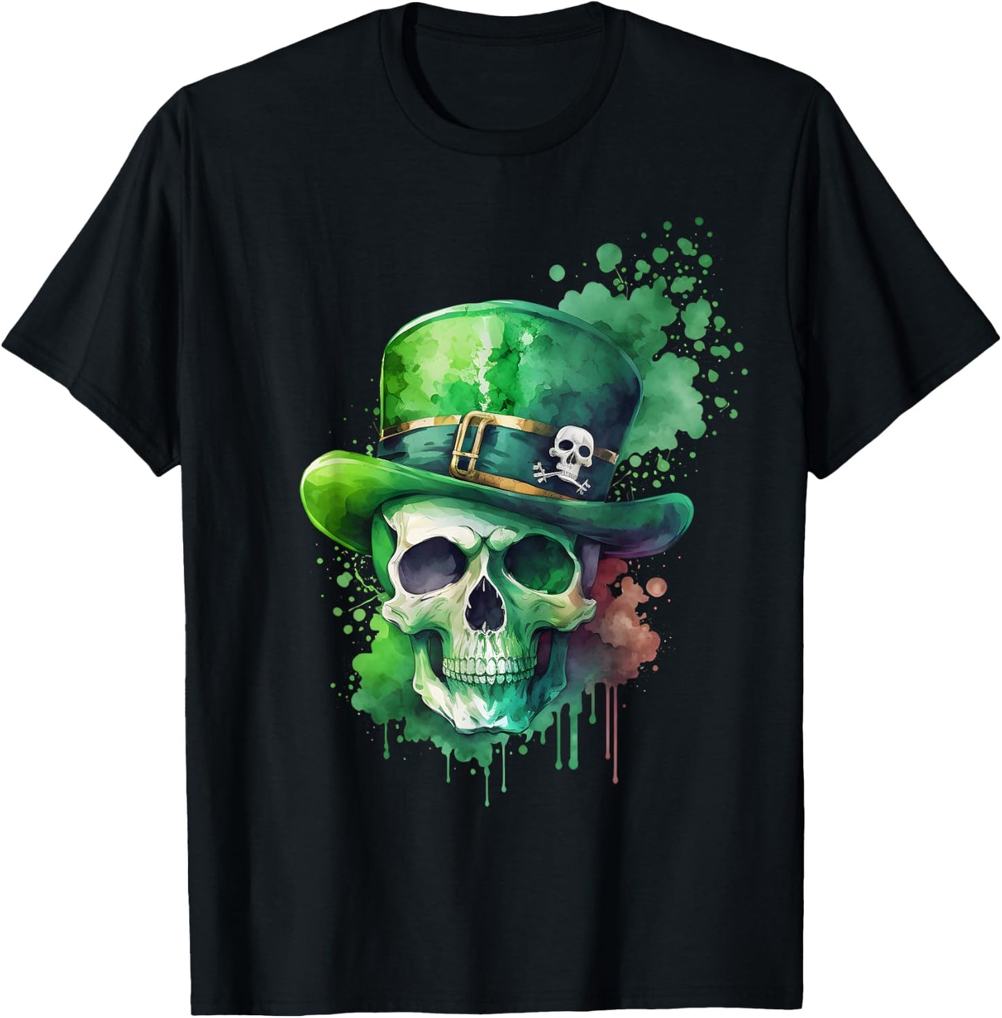 Saint Patricks Day Skull Pirate Green Men's , black T-Shirt - T-Shirt | Black