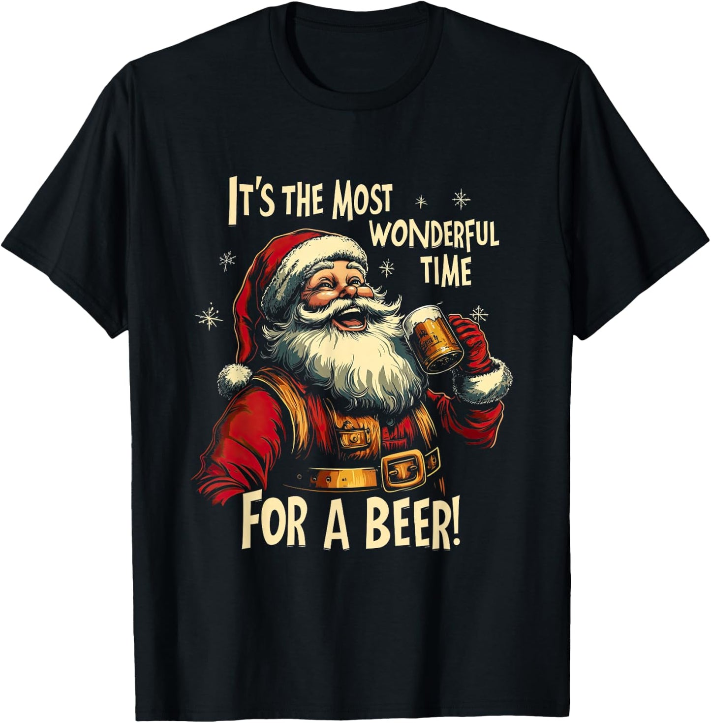 Funny Christmas Beer Drinking Santa Claus T-Shirt - T-Shirt | Black