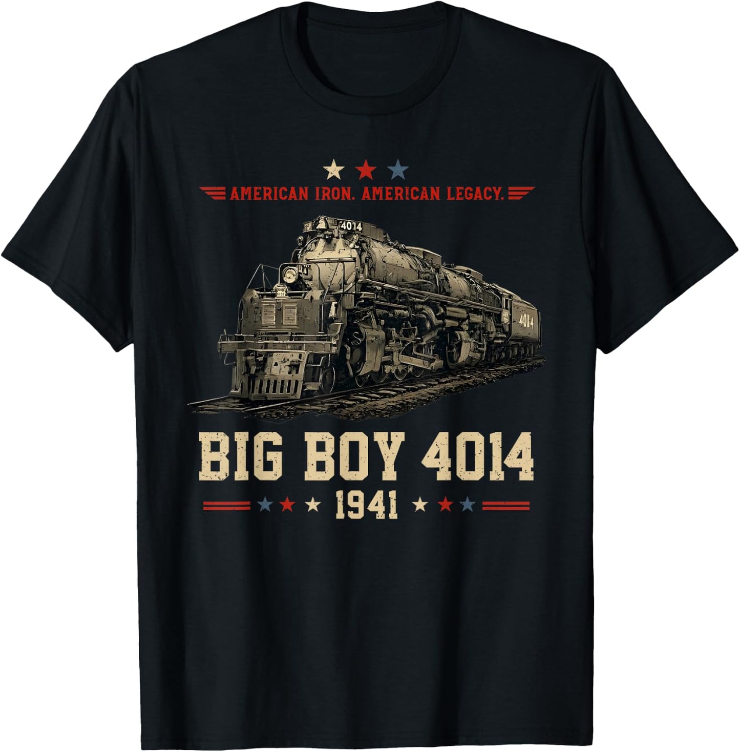 Big Boy 4014 Steam Locomotive American Iron Vintage Train T-Shirt - T-Shirt | Black