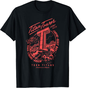 DC Comics Teen Titans Titan Tower Robin Cyborg Raven T-Shirt - T-Shirt | Black