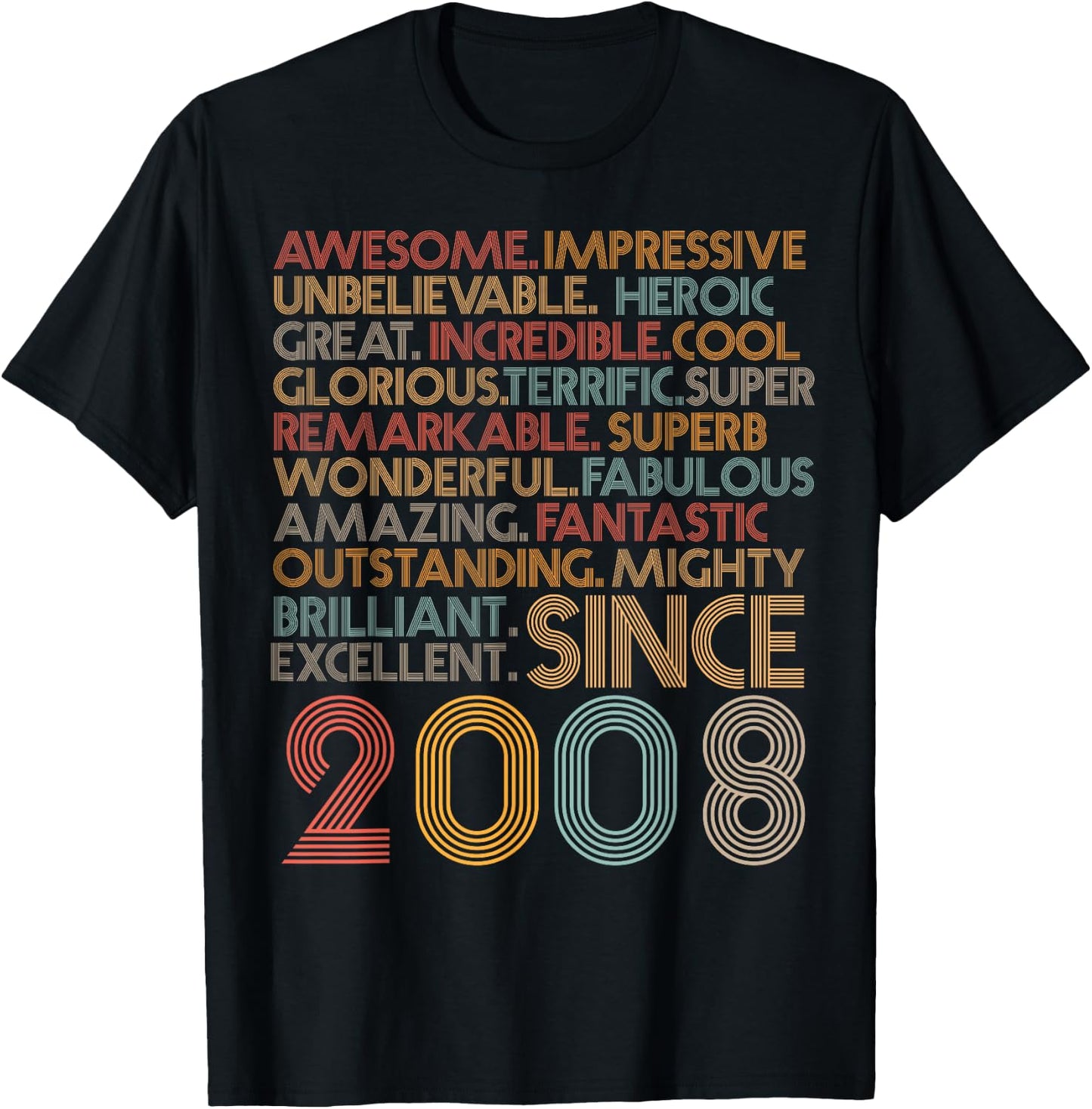 Awesome Since 2008 16th Birthday Born In 2008 16 years old T-Shirt - T-Shirt | Black