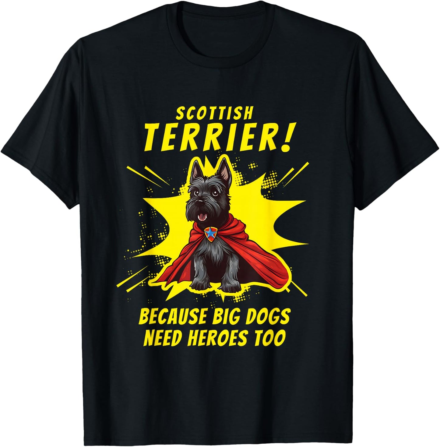 Scottie Dog Gifts Women Men, Superdog Scottish Terrier Dog T-Shirt - T-Shirt | Black