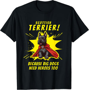 Scottie Dog Gifts Women Men, Superdog Scottish Terrier Dog T-Shirt - T-Shirt | Black