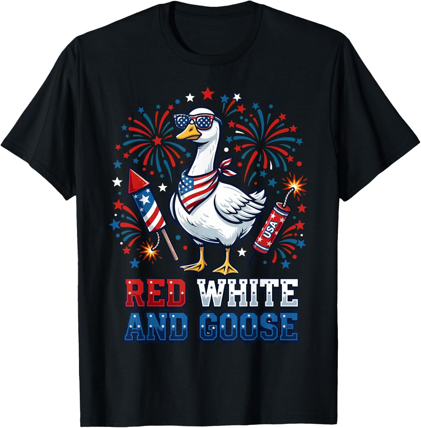 Goose 4th of July Patriotic USA T-Shirt - T-Shirt | Black