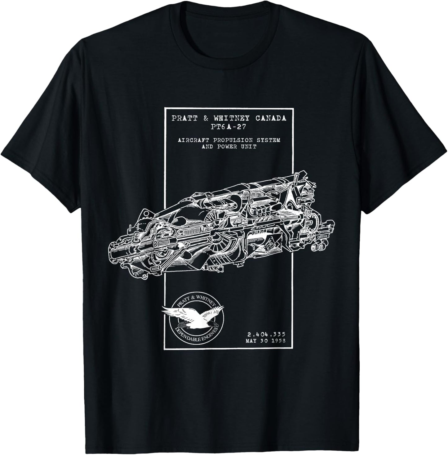 PT6 A 27 Turbine Engine Cross Section T-Shirt - T-Shirt | Black