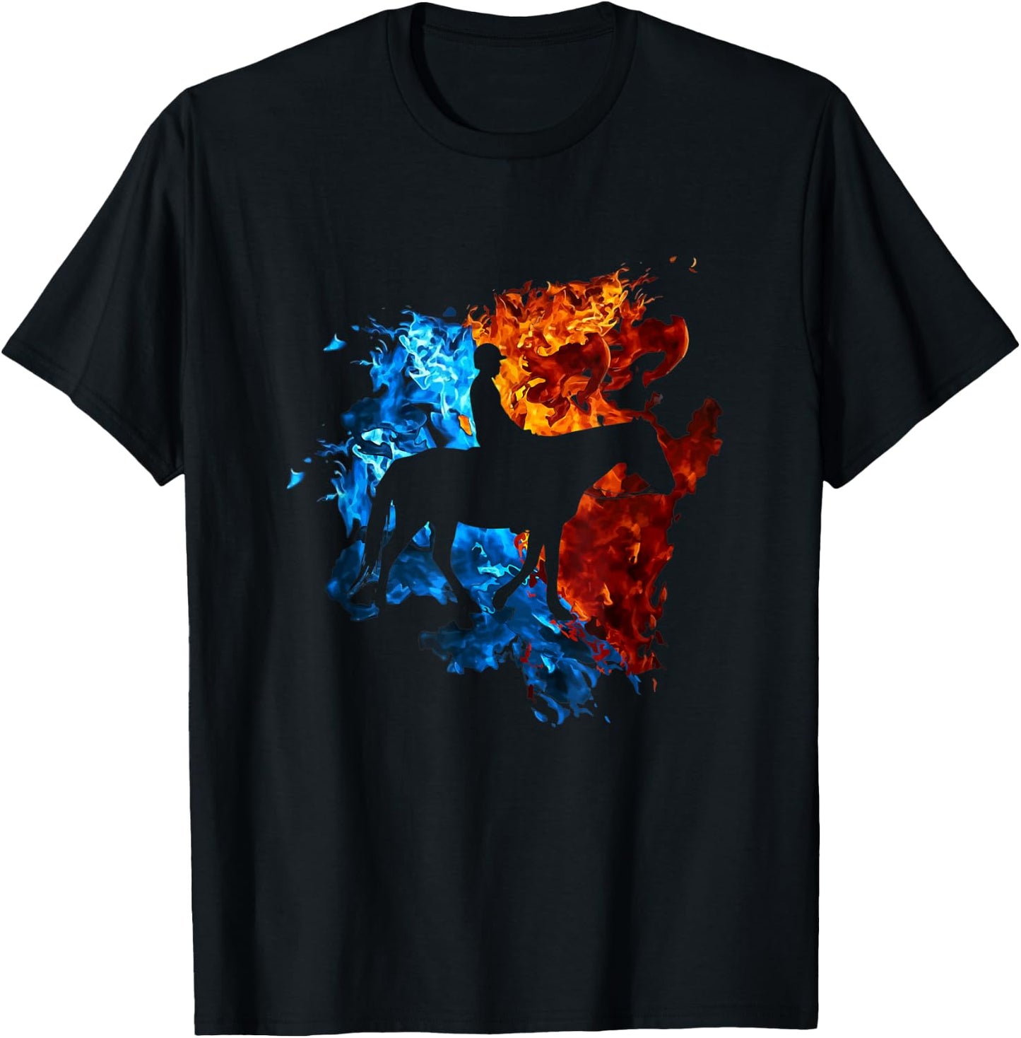 Reitsport Reitsport, Rot / Blau T-Shirt - T-Shirt | Black