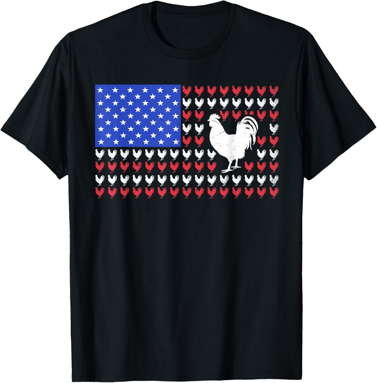 4th of July America USA Flag Chicken Patriotic Men Women Kid T-Shirt - T-Shirt | Black