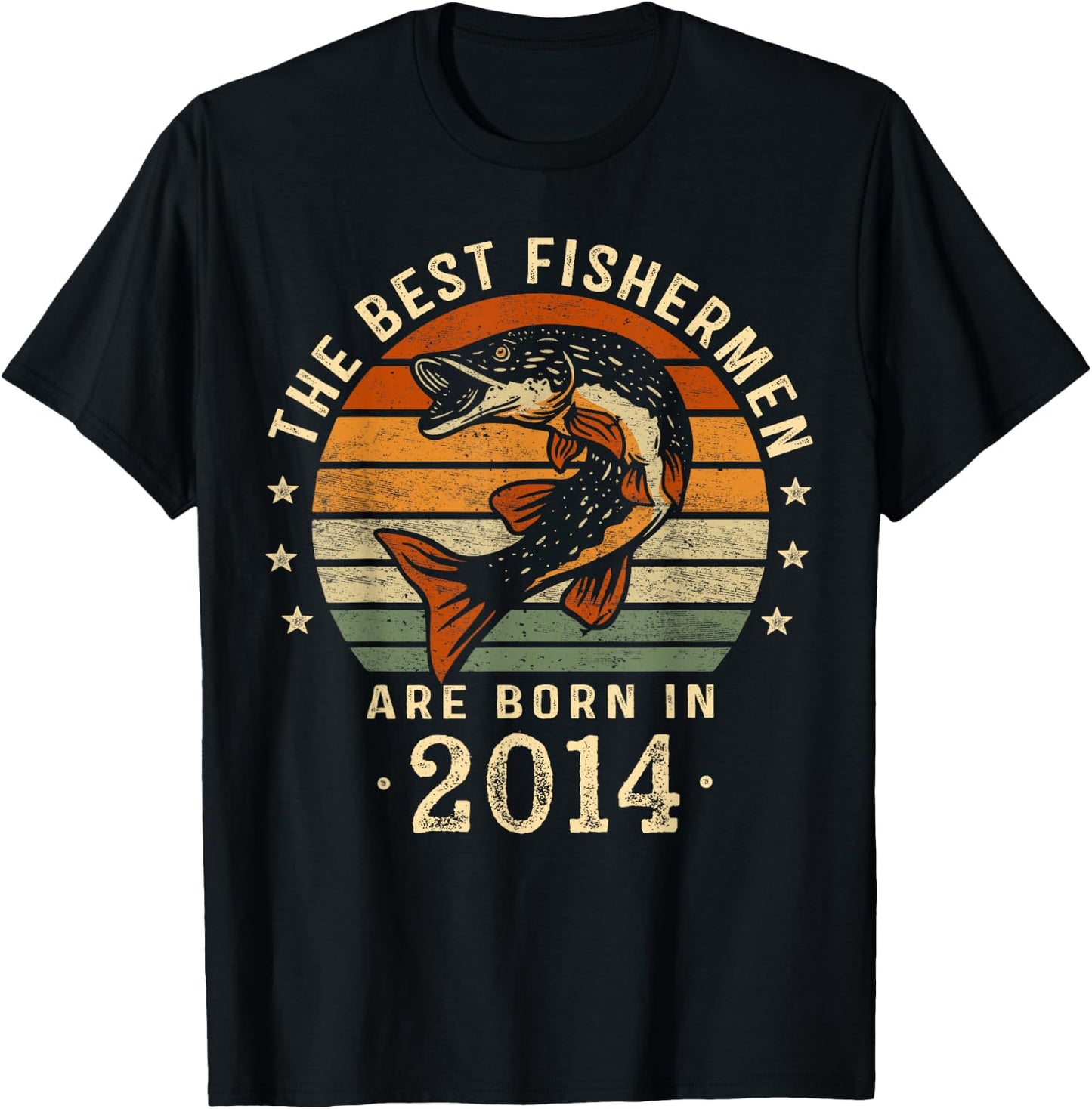 Best Fishermen Are Born In 2014 Birthday Fishing T-Shirt - T-Shirt | Black