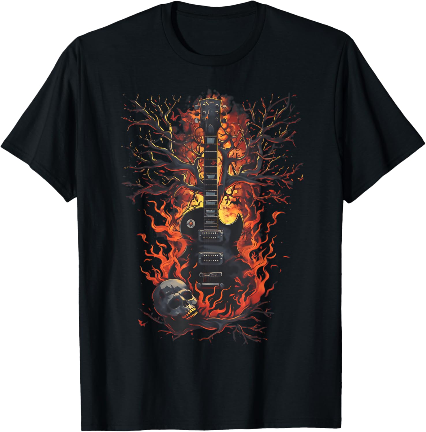 Guitare électrique groupe de musiciens en metal crâne et T-Shirt - T-Shirt | Black