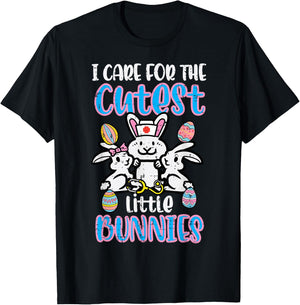 Care For Cutest Little Bunnies Easter Nurse T-Shirt - T-Shirt | Black